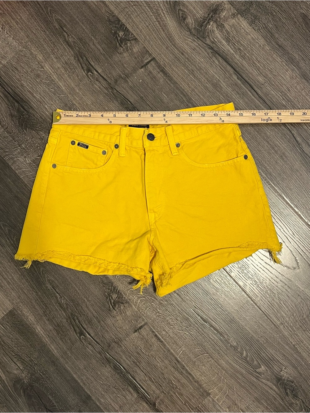 Polo Ralph Lauren Womens Size 26 The Crosby Relaxed Denim Cut Off Yellow Shorts - Picture 5 of 12